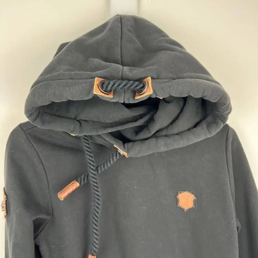 Naketano Black Athletic high neck hoodie pull over sweatshirt size small